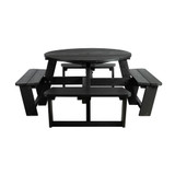 EKO - 8 Seater Round Picnic Table - Black