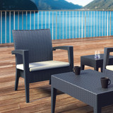 Miami Lounge Armchair - Dark Grey with Beige Seat Cushion