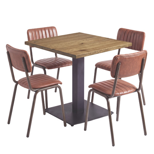 Tavo 4 Seater Tan & Oak Dining Set