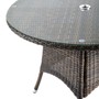 Bentley 110 Dia Dining Table - Brown Weave - Glass Top