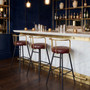 Aulenti Bar Height Cocktail Stool - Genuine Claret Red Leather