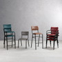 Tavo Stacking Mid Height Bar Stool - Ribbed Upholstered Seat Pad
