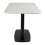 Extrema Premium Complete Dining Table - White Marble with Moderno Black Base with Radius Edges
