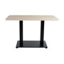 Extrema Premium Complete Dining Table - Beige Travertine with Anzio Black Base