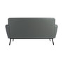 Chiara 2 Seater Sofa - Fully Upholstered Dark Grey Faux Leather with Green Faux Leather Buttoned Back