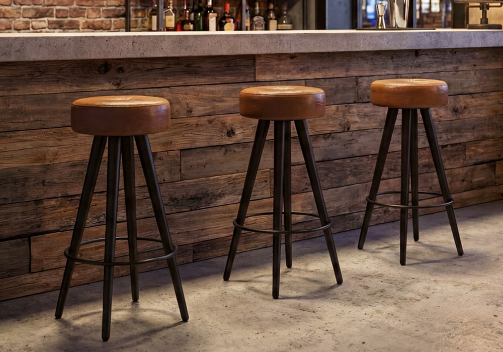 Malibu Commercial Retro Style Leather Bar Stool