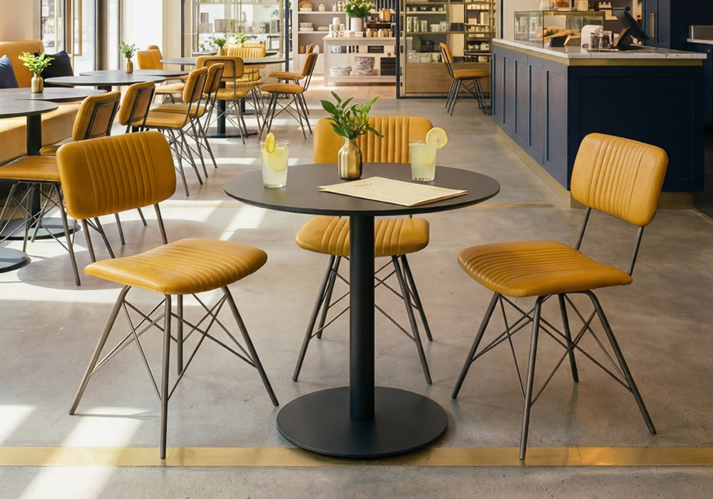 Duke Commercial Mid-Century Leather Dining Chair