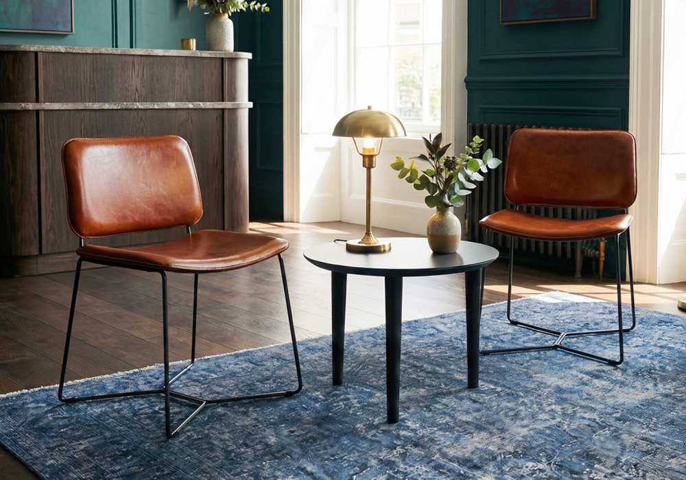 Carlo Commercial Leather Retro Style Side Chair