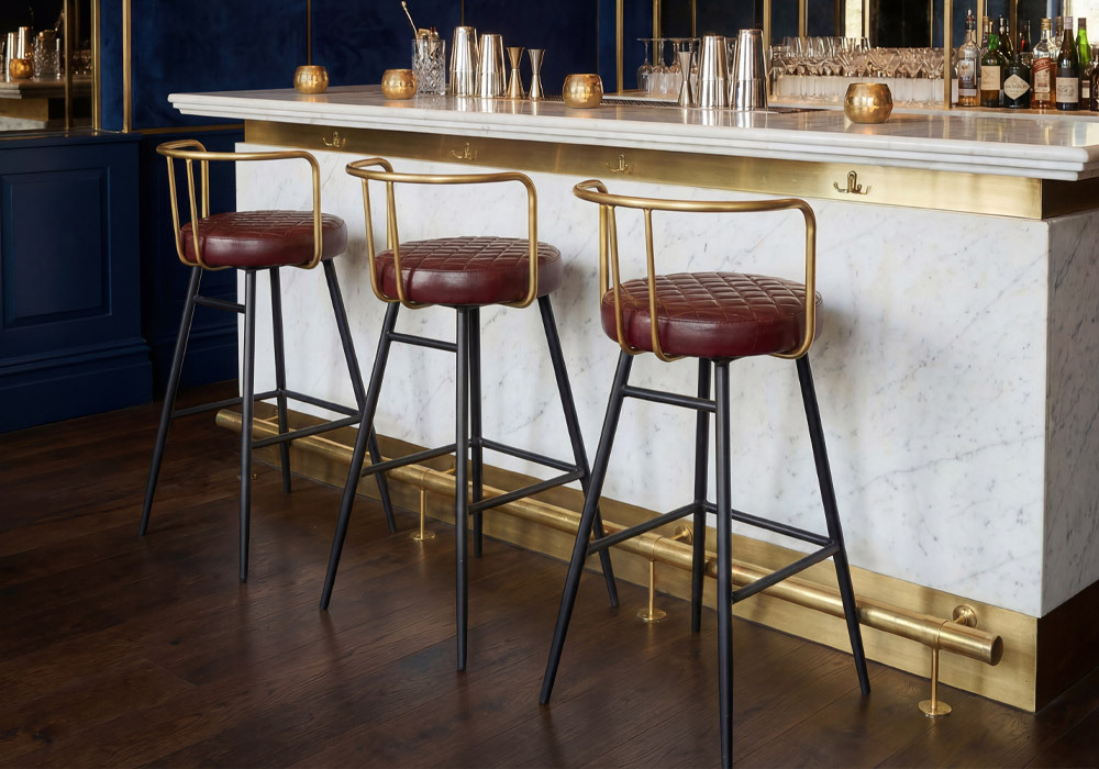 Aulenti Commercial Vintage Inspired Leather Cocktail Stools