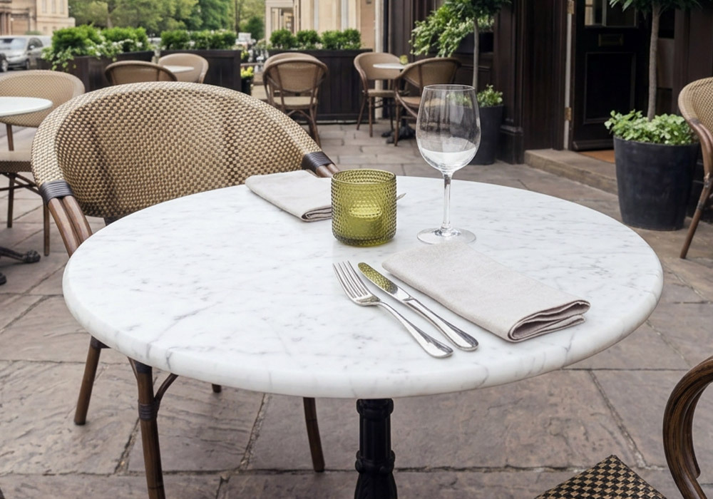 Genuine Italian Carrara Marble Outdoor Commercial Table Tops