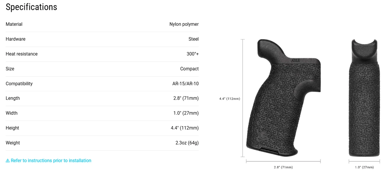 Axle Grip for AR-15 - Compact