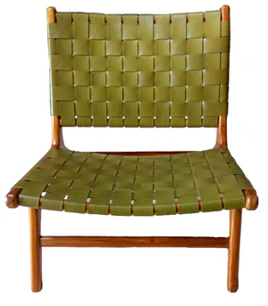 BORO CHAIR OLIVE LEATHER & NATURAL TEAK