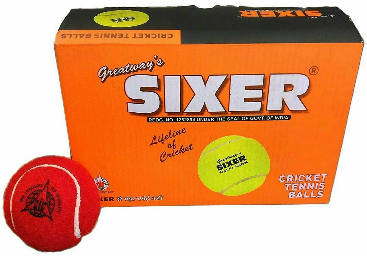 Sixer Heavy Cricket Tennis Balls - Pack of 6 Yellow Balls
