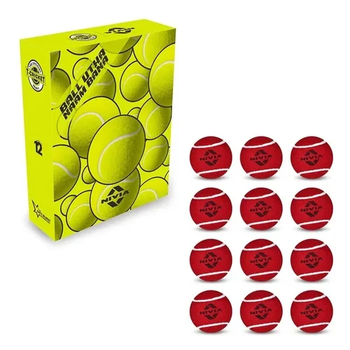 Nivia Heavy Cricket Tennis Balls - Pack of 12 Red Balls