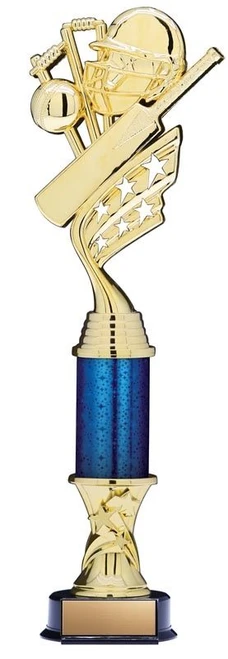 Gold Cricket Trophy with Star Riser - 15"