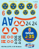 1:48 J-35 Draken Supersonic Fighter Jet decals