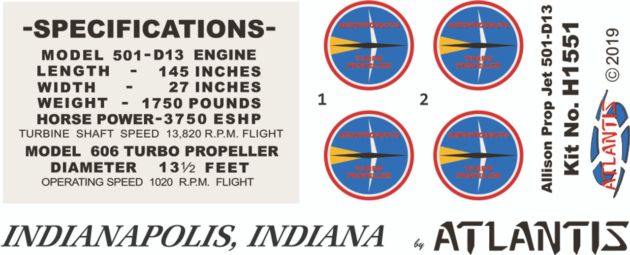 Allison 501-D13 Prop Jet Aircraft Engine Plastic Model Kit 1/10