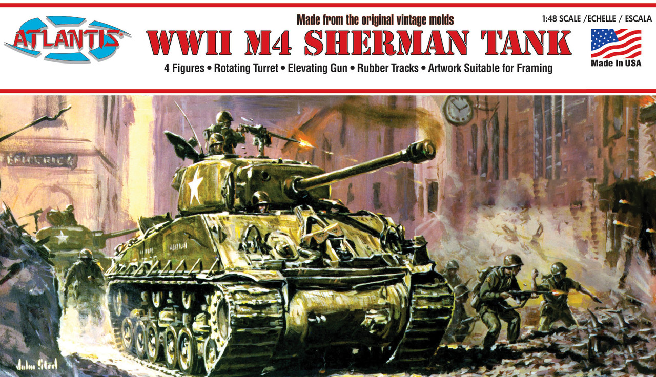 1:48 World War II M4 Sherman Medium Tank with Four Figures