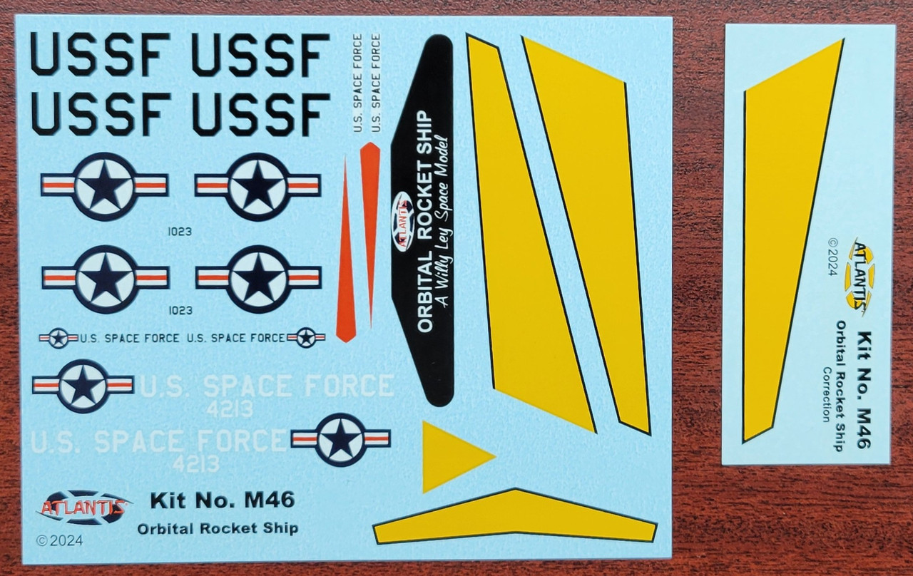 DECALS --Willy Ley Orbital Rocket Decal Sheet 1/193 scale ONLY for M46