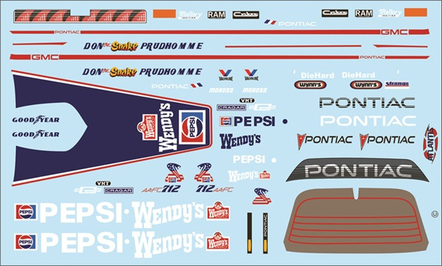 DECALS --1:24 Don 'The Snake' Prudhomme 1985 Funny Car Decal Sheet