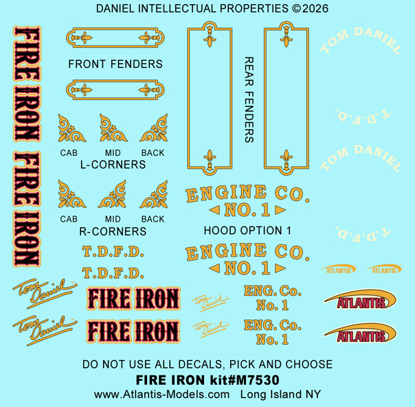 DECALS --Tom Daniel - Fire Iron Old Time Fire Engine Show Rod