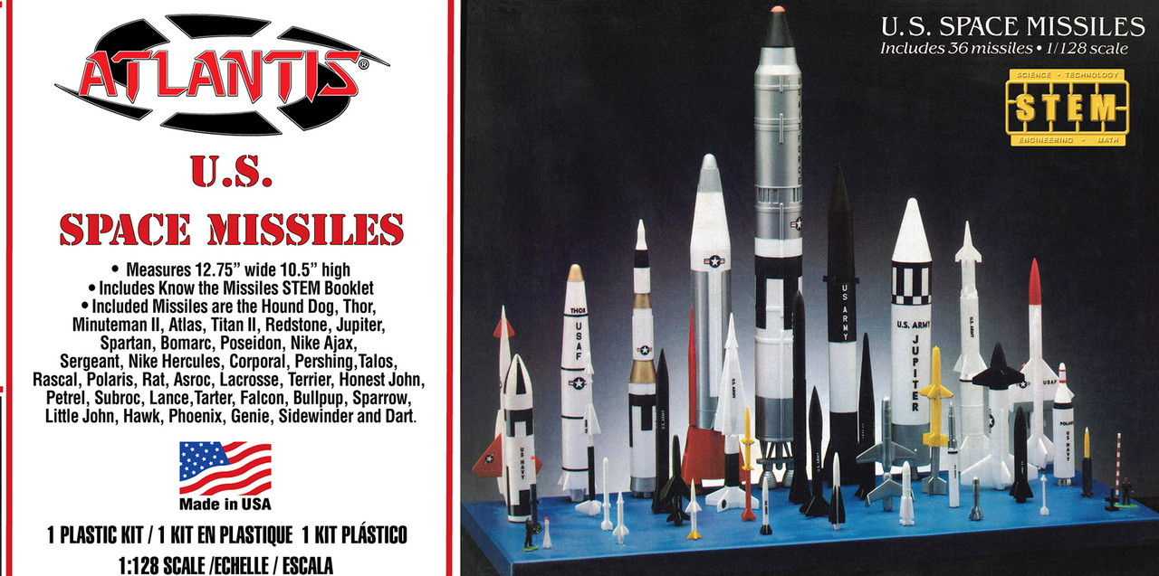 U.S. Space Missile Set 36 Missiles Included STEM 1/128 Scale Made in the USA