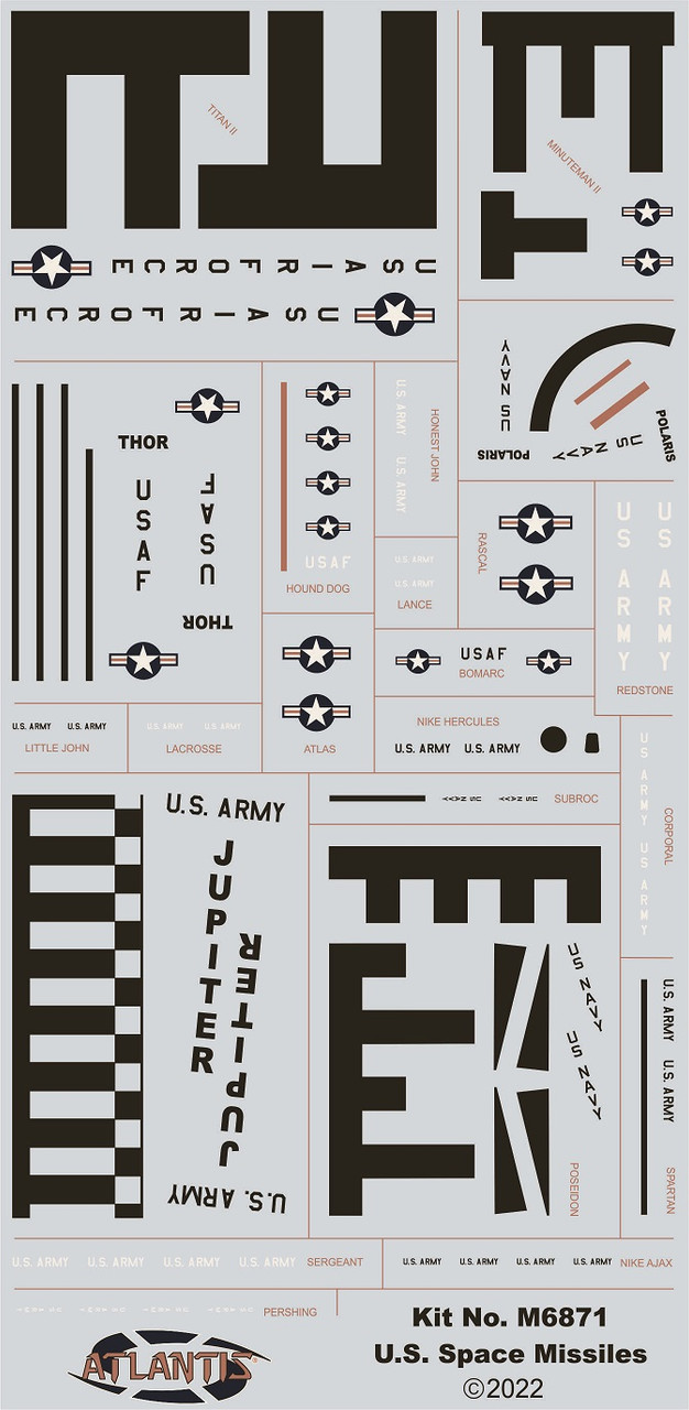 U.S. Space Missile Set 36 Missiles Included STEM 1/128 Scale Made in the USA