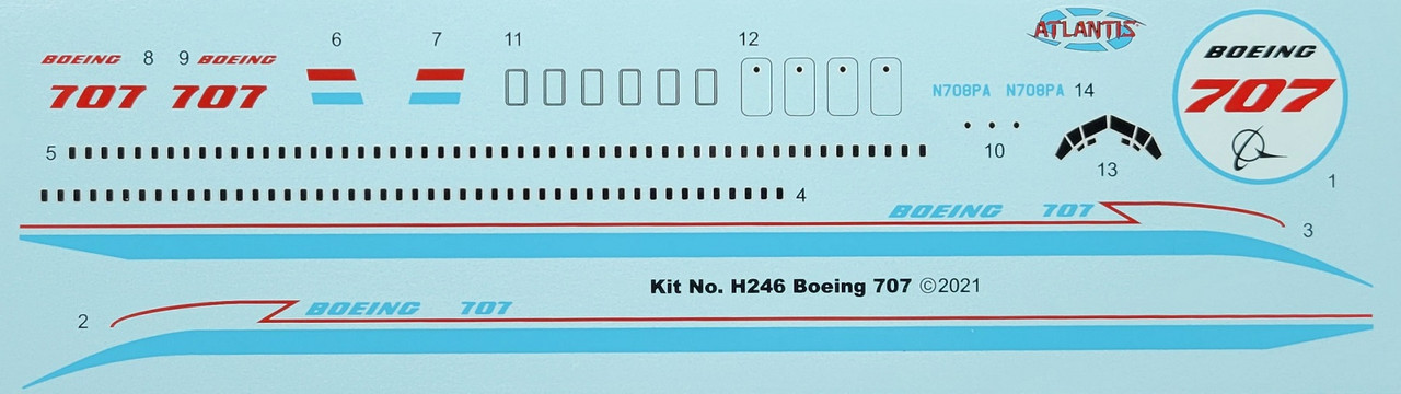 DECALS --Boeing 707 Airliner Decal Sheet 1/139 scale ONLY for H246