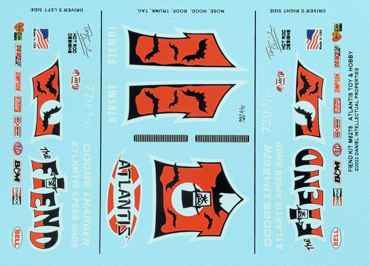 DECALS --Fiend Snap Funny Car Decal Sheet 1/32 scale ONLY for M8278