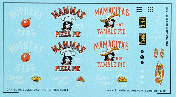 DECALS --Tom Daniel Pie Wagon Decal Sheet 1/24 scale ONLY for M6738