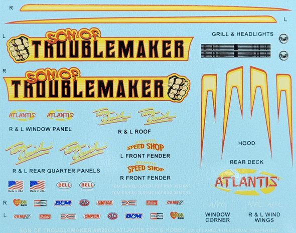 DECALS --Son of Troublemaker Decal Sheet in 1/24 scale ONLY for M2204