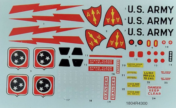 DECALS --Nike Hercules Missile Decal Sheet 1/40 scale ONLY for H1804