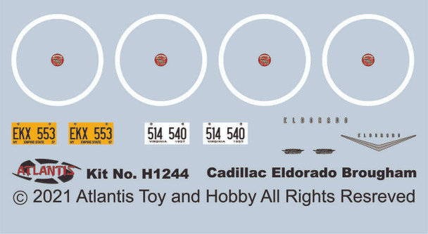 DECALS --1:25 1957 Cadillac Eldorado Brougham Decal Sheet ONLY for H1244