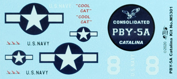 DECALS --PBY-5A Catalina Decal Sheet 1/104 scale ONLY for M5301