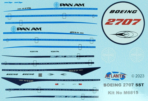 DECALS --Boeing SST Decal Sheet 1/400 scale ONLY for M6815