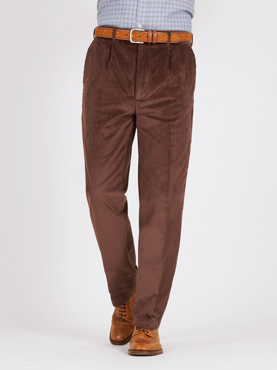 Monet Tuckup Pleated Brown Corduroy Pants