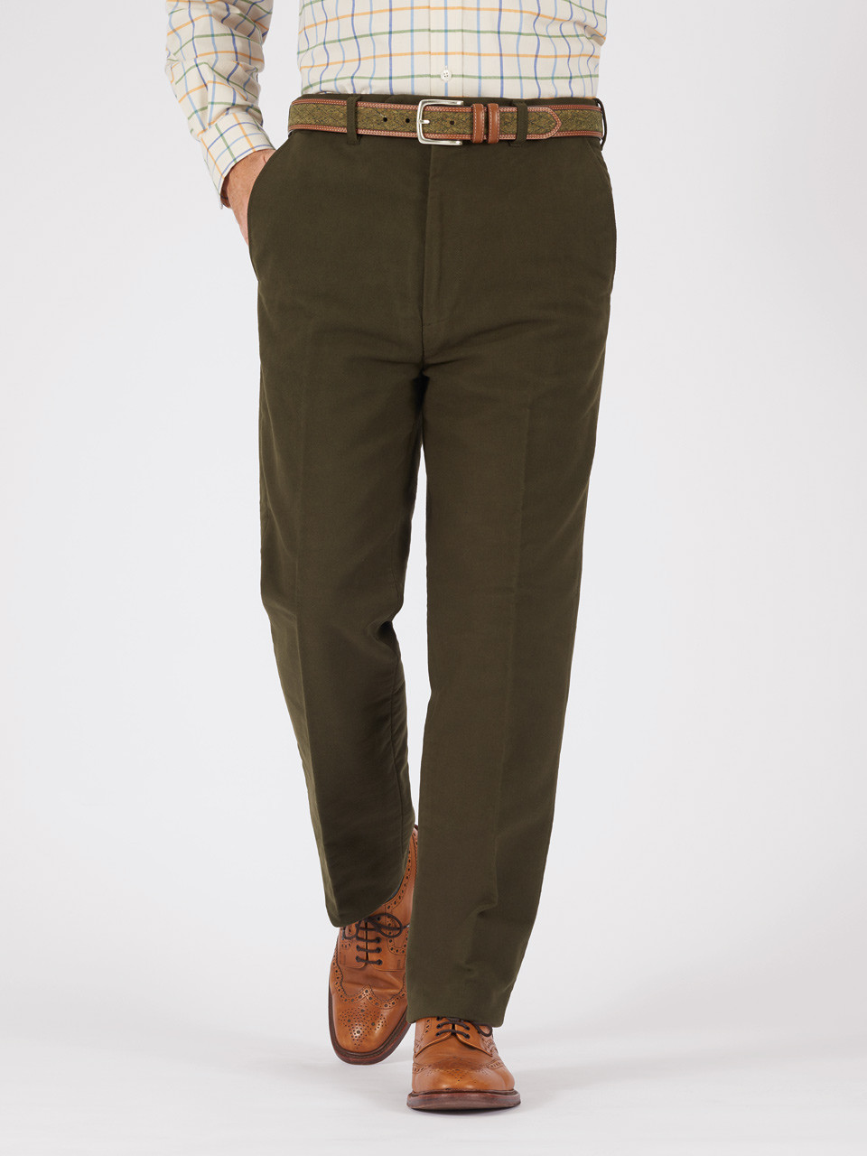 Custom tailored Trousers moleskin mid brown Blugiallo