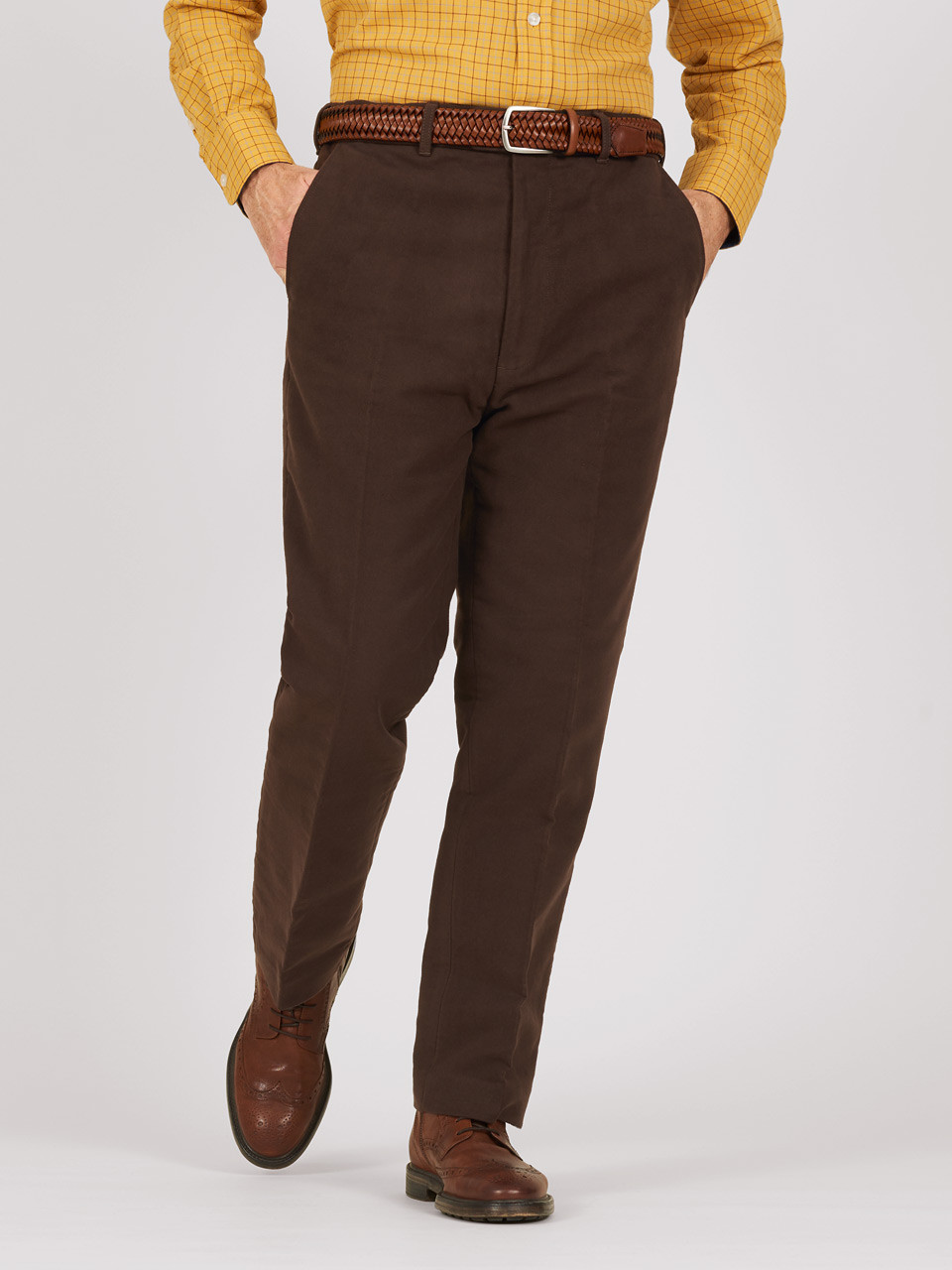 Mens 70s Chocolate Brown Stretch Wide Leg Dress Pants