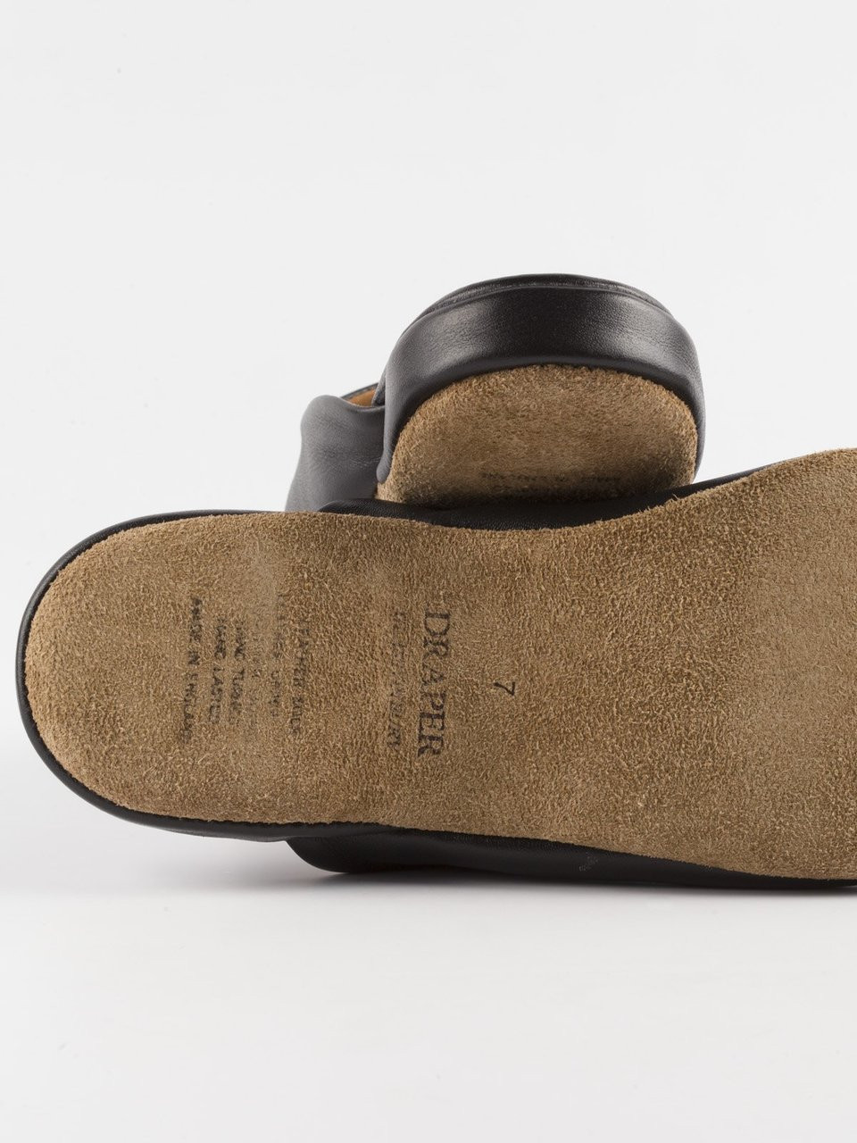 Black Draper Leather Mule Slippers | Peter Christian