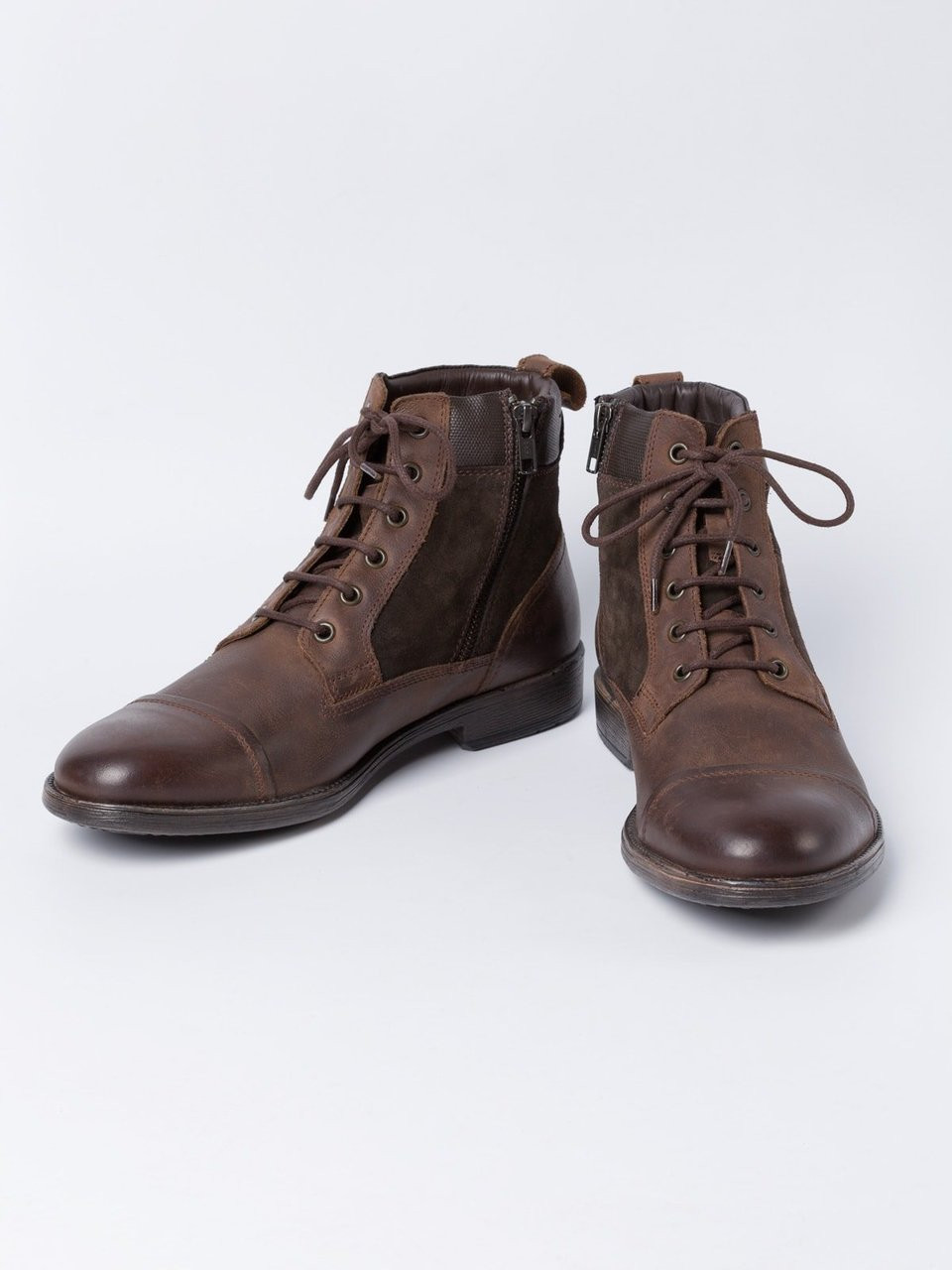 Brown Geox Leather Suede Zip Boots