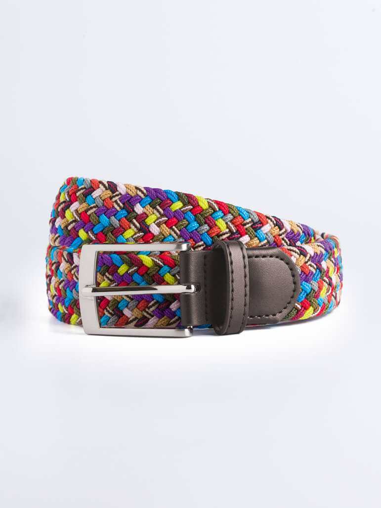 Men's Multi Coloured Woven Elastic Belt 