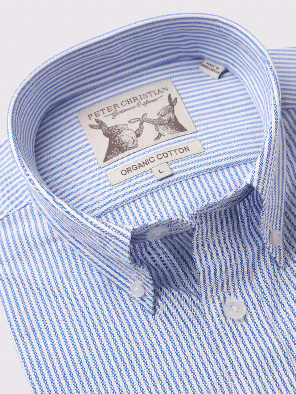 Men's Blue Stripe Long Sleeve Button Down Oxford Shirt | Peter Christian