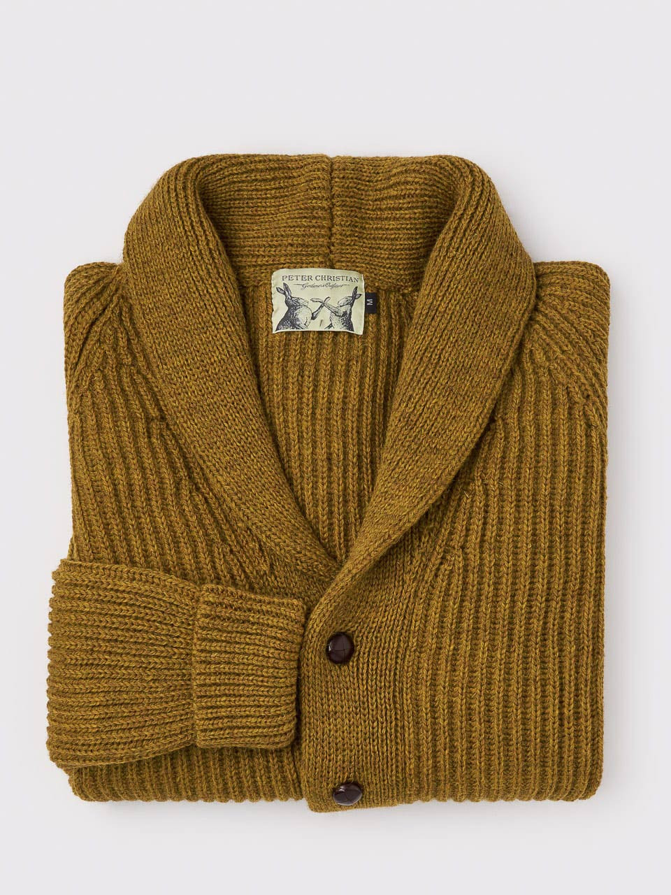 Men's Mustard Shawl Neck Wool Cardigan Peter Christian