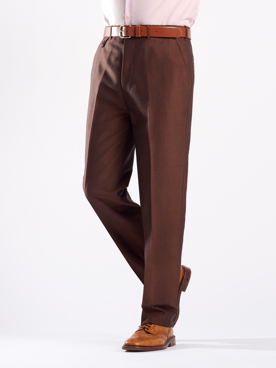 Men's Brown Luxury Wool & Mohair Two Tone Trousers