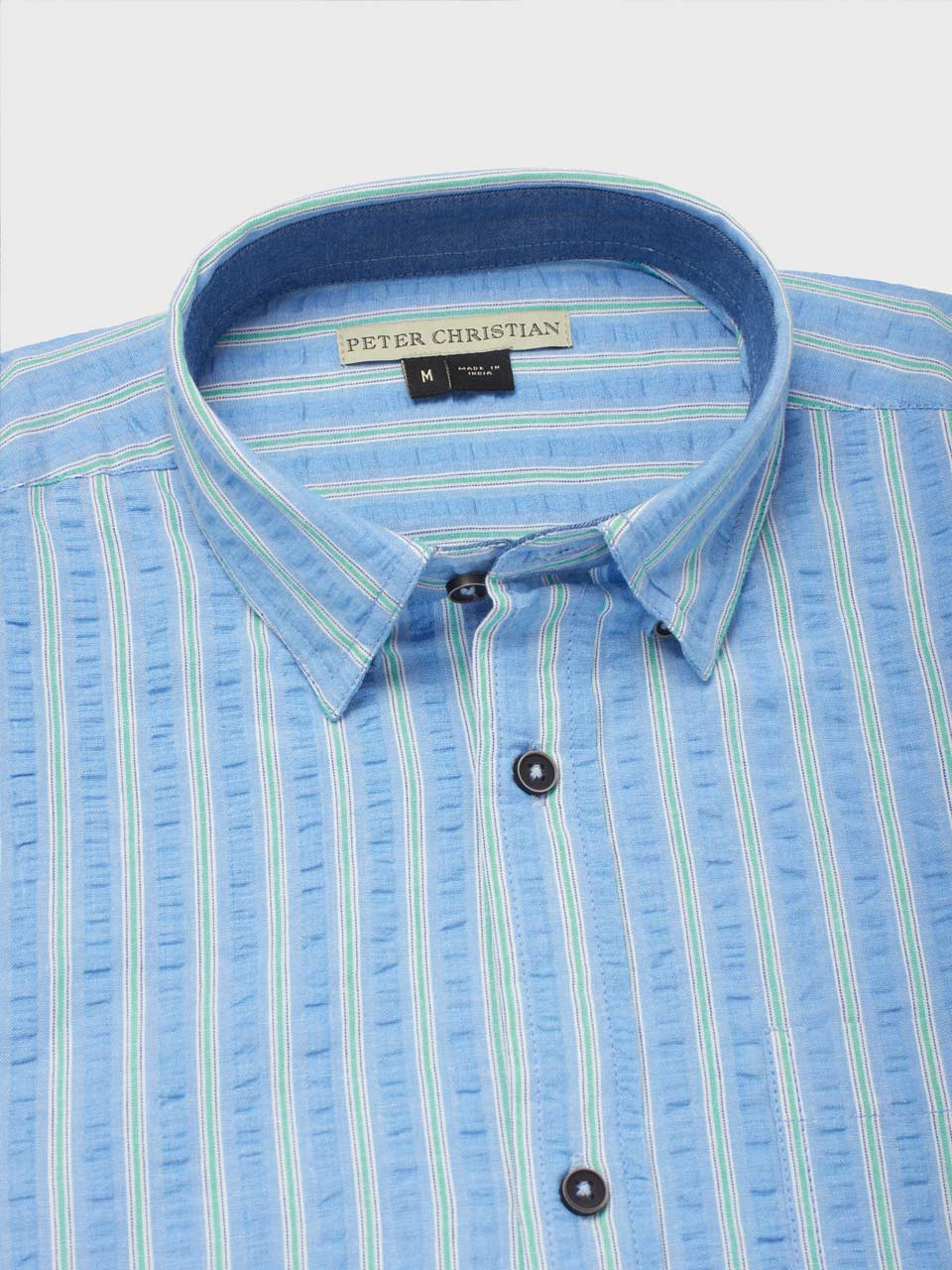 Blue Striped Seersucker Shirt Peter Christian
