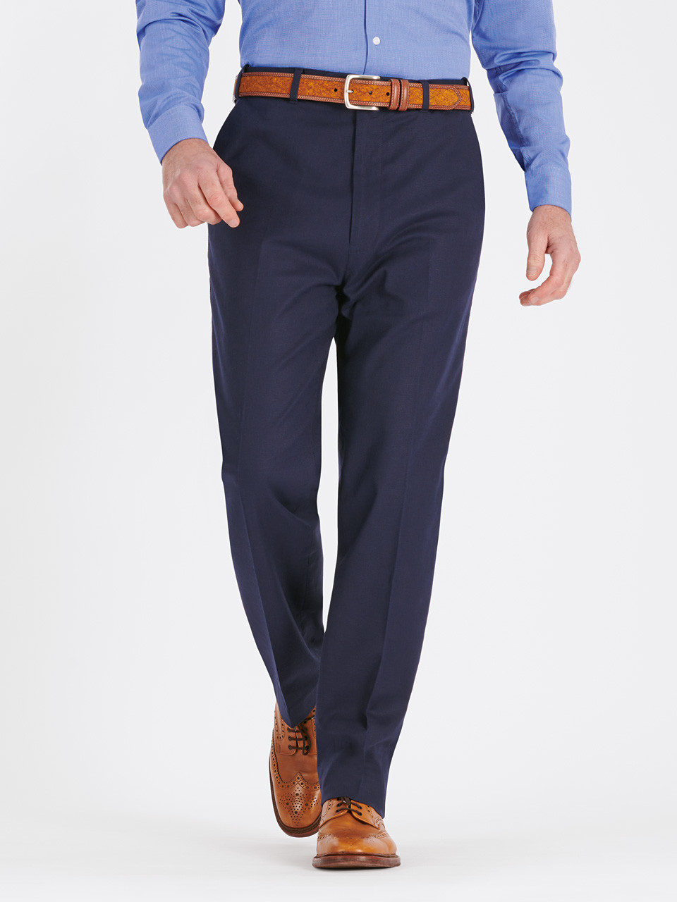 Slim Fit Linen suit trousers  Dark blue  Men  HM IN