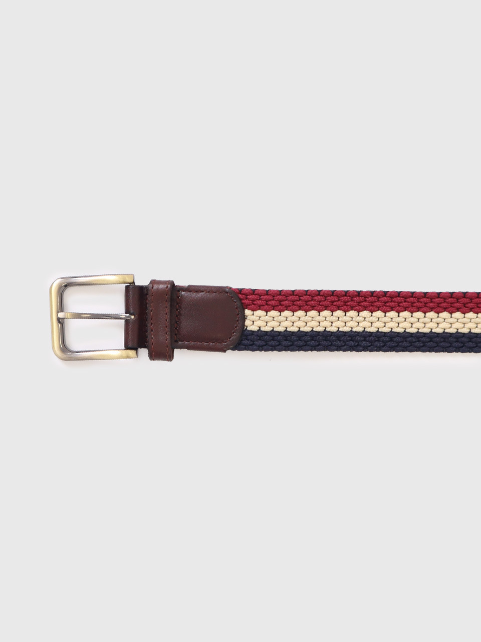 Men's Burgundy Stripe Woven Elastic Belt | Peter Christian