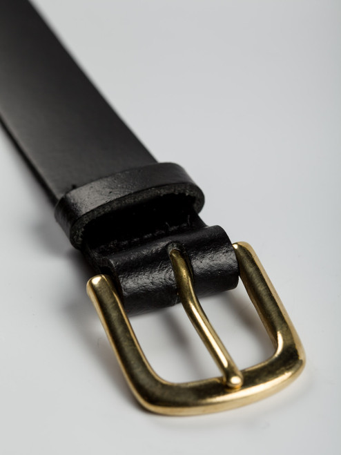 Men's Black 100% Leather Belt Buckle