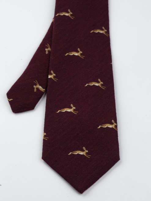 Men's Claret Red Wine Leaping Hare Tie