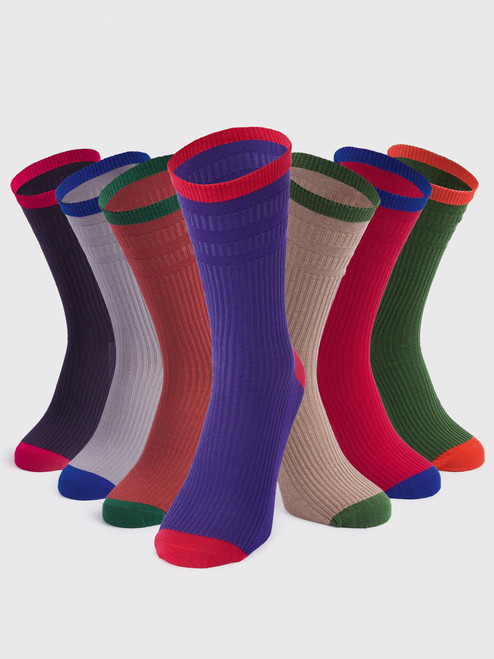 Men's Brown Multi Coloured Heel & Toe HJ Softop Socks